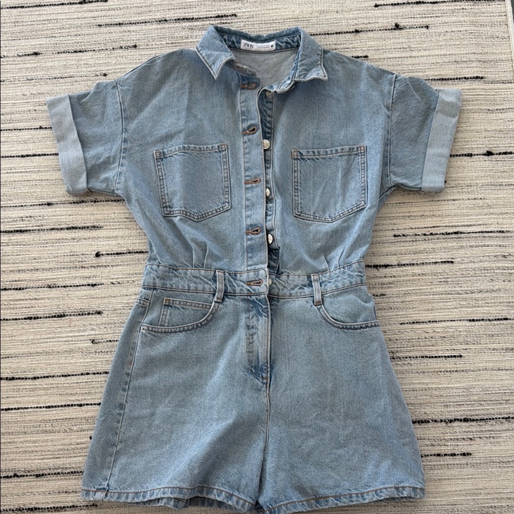Casual Blue Denim Romper